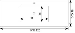 כיור משטח אינטגרלי לאמבטיה ספיין דק 120 לבן